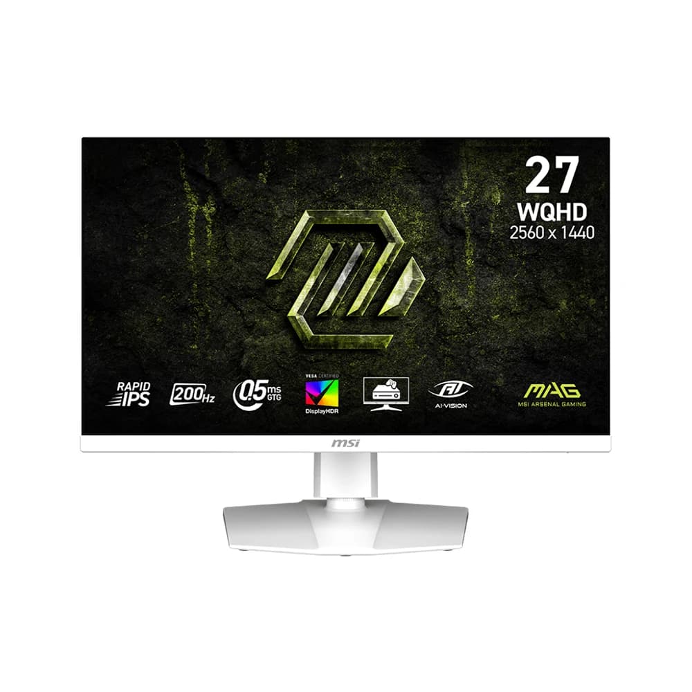 MSI MAG 274QRFW E20 Gaming Monitor White, 27" WQHD Rapid IPS, 180Hz Refresh Rate, 1ms (GtG) Response Time, AMD FreeSync Technology