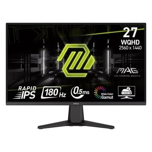 MSI MAG 275QF Flat Gaming Monitor 27" Inch, 2K WQHD Rapid IPS, 180Hz Refresh Rate, Adaptive-Sync, HDR Support, Black | 9S6-3CE21M-019