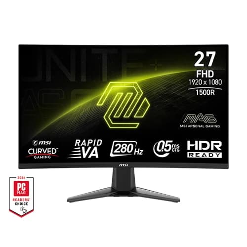 MSI MAG 276CXF Curved Gaming Monitor, 27 Inch, 280Hz Refresh Rate, 0.5ms (GTG), Adaptive-Sync