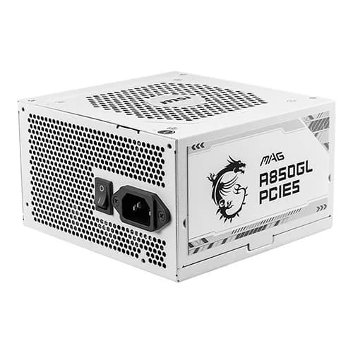 MSI MAG A850GL PCIE5 Power Supply White, Intel ATX12V Version 3.0, 120mm Cooling Fan, 80 Plus Gold Efficiency Rating, 4 x PCIe 6+2-Pin Connectors, 8 x SATA Connectors thumbnail 2
