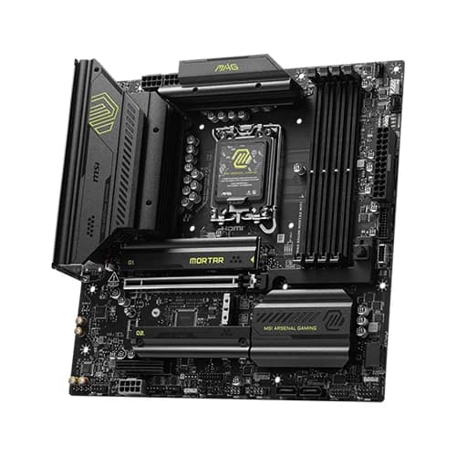 MSI MAG B860M MORTAR WIFI Motherboard, Intel Core Ultra Processors, Intel B860 Chipset, 256GB Memory, 4x DDR5 UDIMM, 1x PCI-E x16 slot, mATX Form Factor thumbnail 2