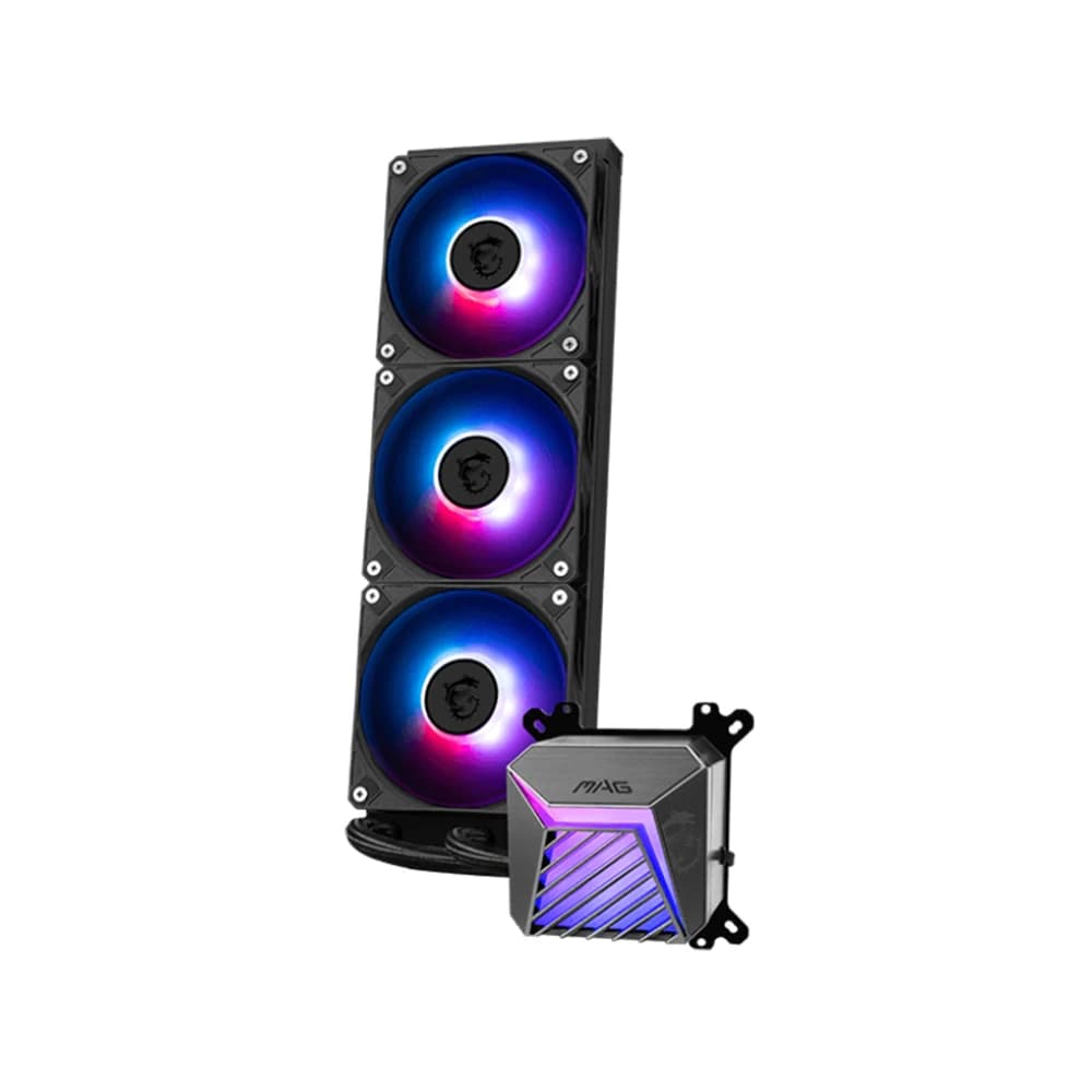 MSI MAG CORELIQUID A15 360 Liquid Cooler, 360mm Radiator, 3x 120mm Pre-installed Fans, 2050 RPM Fan Speed, 64.89 CFM Fan Airflow, Fan Rifle Bearing thumbnail 4