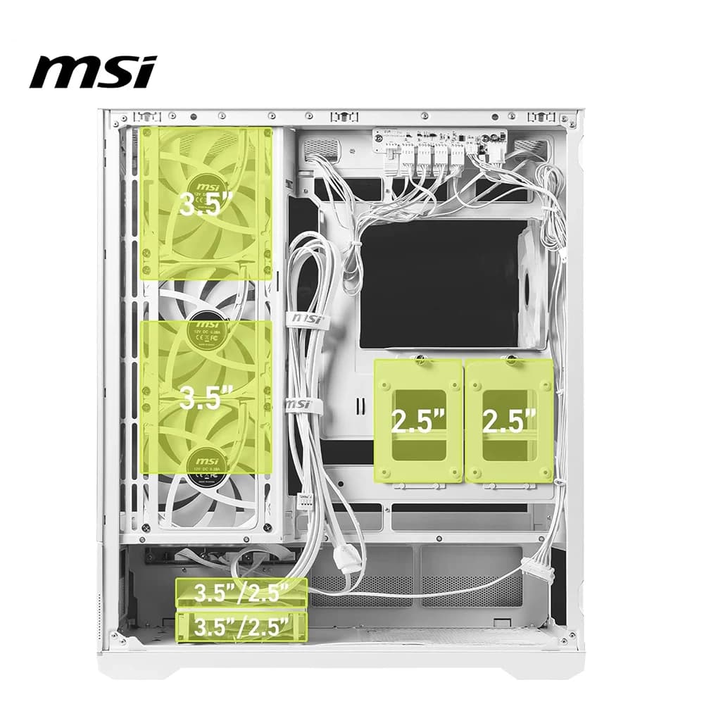 MSI MAG MAG PANO 110R PZ PC Case White, Mid Tower, 4x aRGB Pre-Installed Fan, Up to 360mm Radiator, 10x Fan Support, ATX thumbnail 2