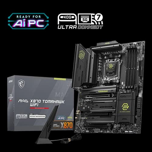 MSI MAG X870 TOMAHAWK WIFI ATX Motherboard, AMD X870 Chipset, 4x UDIMM DDR5 Slots, 256GB Max Memory, AMD MULTI-GPU Support, Realtek 8126-CG 5G LAN, AM5 Socket |911-7E51-001
