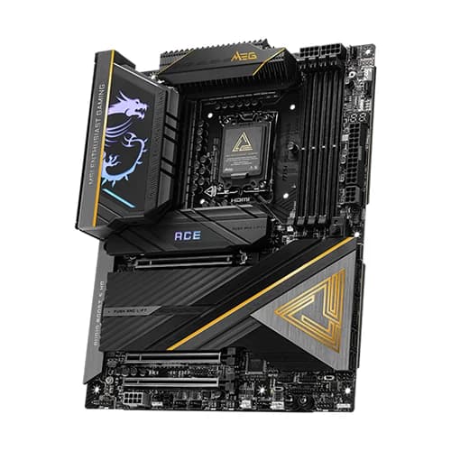 MSI MEG Z890 ACE Motherboard, Intel Core Ultra Processors, Intel Z890 Chipset, 256GB Memory, 4x DDR5 UDIMM, 3x PCI-E x16 slot, ATX Form Factor thumbnail 3