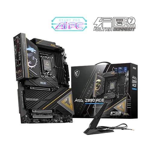 MSI MEG Z890 ACE Motherboard, Intel Core Ultra Processors, Intel Z890 Chipset, 256GB Memory, 4x DDR5 UDIMM, 3x PCI-E x16 slot, ATX Form Factor