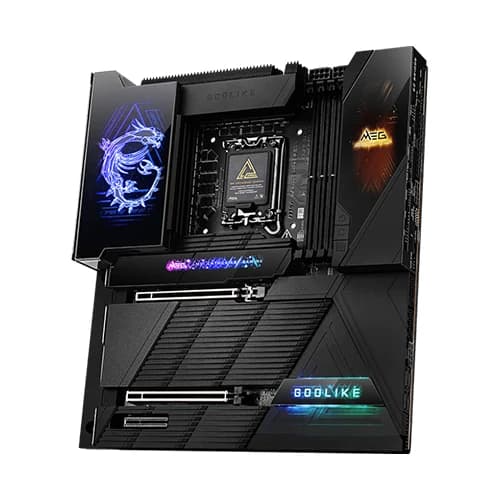 MSI MEG Z890 GODLIKE Motherboard, Intel Core Ultra Processors, Intel Z890 Chipset, 256GB Memory, 4x DDR5 UDIMM, 2x PCI-E x16 slot, E-ATX Form Factor thumbnail 3