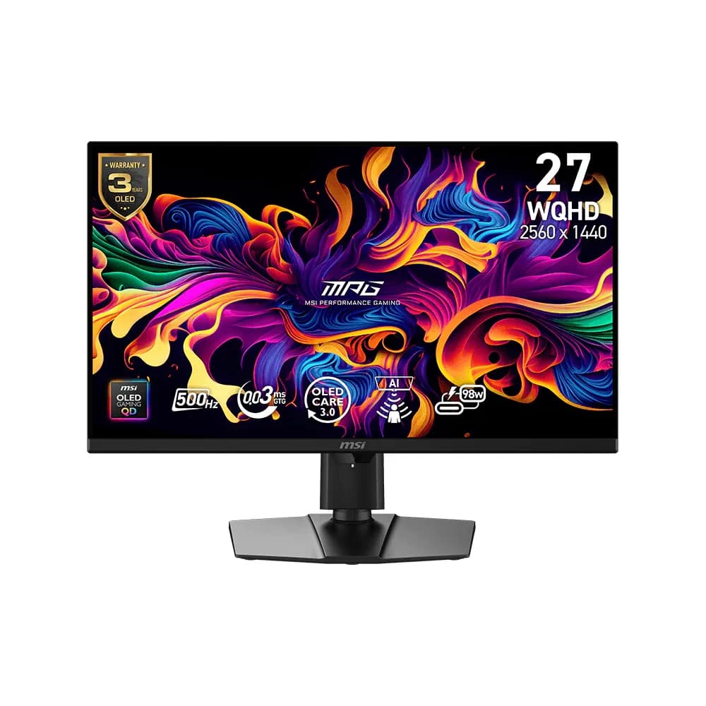 MSI MPG 271QR QD-OLED X50 Gaming Monitor, (WQHD) QD-OLED panel, 500Hz refresh rate, 0.03ms (GtG) response time,