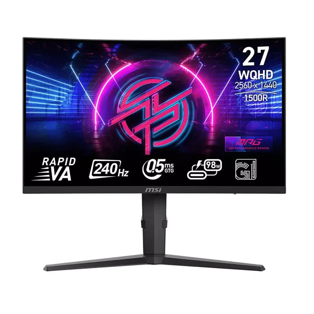 MSI MPG 275CQRXF Curved Gaming Monitor, 27" Rapid VA Display, WQHD Resolution, 240Hz Refresh Rate, 0.5ms (GtG) Response Time, AMD FreeSync Premium Technology, Curve 1500R, Black