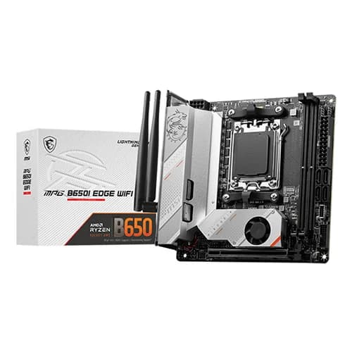 MSI MPG B650I EDGE WIFI Motherboard, AMD B650 Chipset, 128GB Memory, 2x DDR5 DIMM, 1x PCI Express x16 slot, Mini-ITX Form Factor