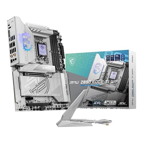 MSI MPG Z890 EDGE TI WIFI Motherboard, Intel Core Ultra Processors, Intel Z890 Chipset, 256GB Memory, 4x DDR5 UDIMM, 2x PCI-E x16 slot, ATX Form Factor
