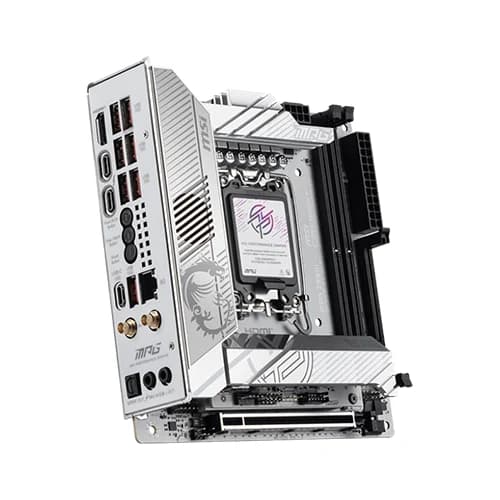 MSI MPG Z890I EDGE TI WIFI Motherboard, Intel Core Ultra Processors, Intel Z890 Chipset, 128GB Memory, 2x DDR5 UDIMM, 1x PCI-E x16 slot, Mini-ITX Form Factor thumbnail 3