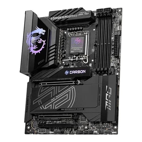 MSI MSI MPG Z890 Carbon WiFi Motherboard, Intel Core Ultra Processors, Intel Z890 Chipset, 256GB Memory, 4x DDR5 UDIMM, 3x PCI-E x16 slot, ATX Form Factor thumbnail 3