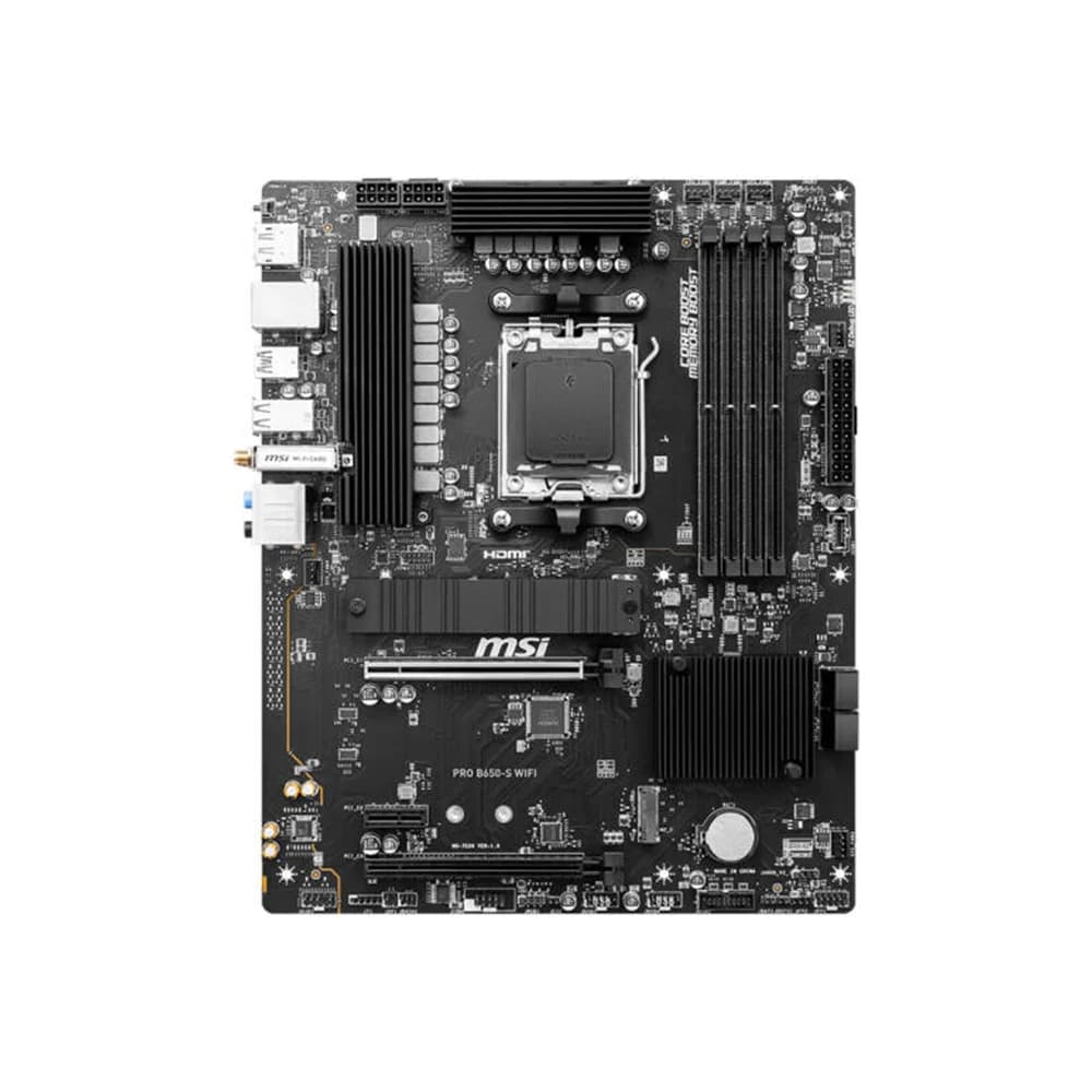 MSI PRO B650-S WIFI ATX AM5 Motherboard, AMD B650 Chipset, 4x DDR5 Slots, Up to 256GB Max Memory, 2x PCI-E x16 slots, 2x M.2 Slots, WIFI 6E & BT 5.3 Connectivity thumbnail 2