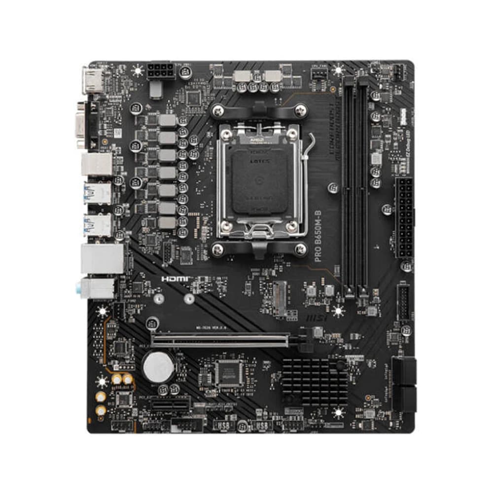 MSI Pro B650M-B AM5 mATX AMD Motherboard, AMD B650 Chipset, 2x DDR5 Slots, 96GB Max Memory, 1x M.2 Slot, 1x PCI-E x16, 4x SATA 6G, Realtek RTL8125BG LAN,HDMI & VGA Output thumbnail 2