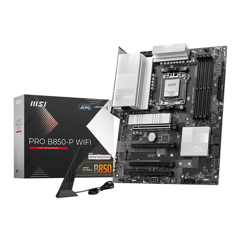 MSI Pro B850-P WiFi AM5 ATX Motherboard, AMD B850 Chipset, 4x DDR5 UDIMM Slots, Up to 256GB Max Memory, 4x PCIe x16 Slots, 3x M.2 Slots, WiFi & BT Connectivity