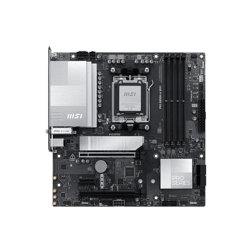 MSI PRO B850M-A WIFI Motherboard, AMD B850 Chipset, 4x DDR5 UDIMM Slots, 256GB Max Memory, 2x PCI-E x16 Slot, 2x M.2 Slots, WiFi7 & BT 5.4 Connectivity thumbnail 2