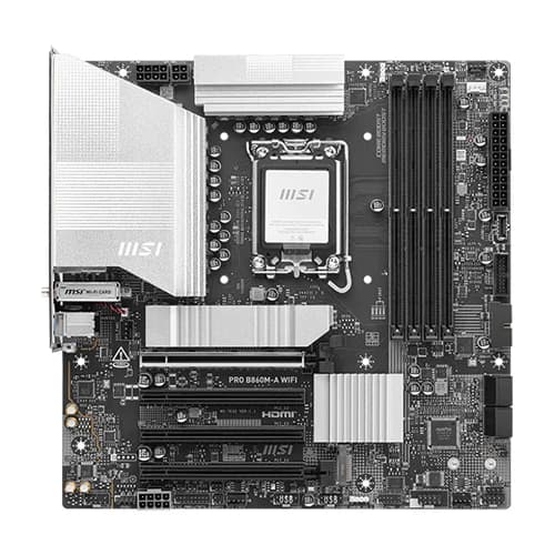 MSI PRO B860M-A WIFI Motherboard, Intel Core Ultra Processors, Intel B860 Chipset, 256GB Memory, 4x DDR5 UDIMM, 4x PCI-E x16 slot, mATX Form Factor thumbnail 2