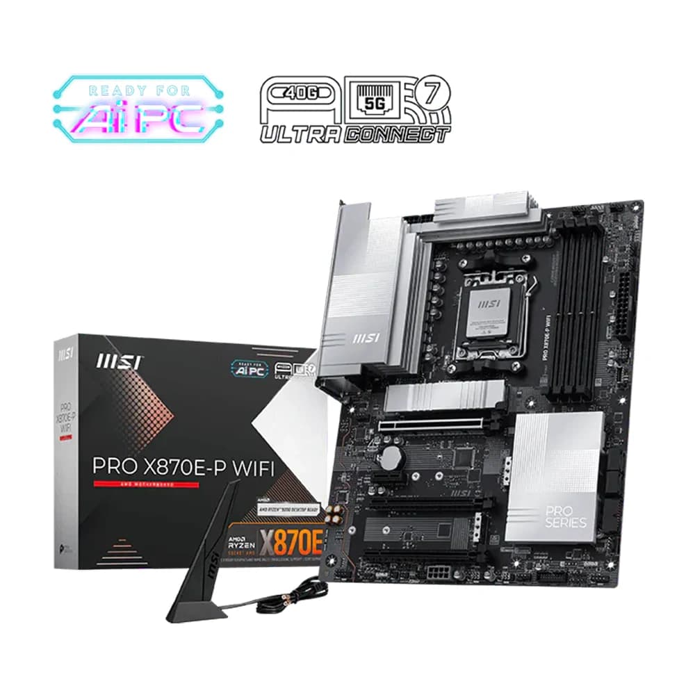 MSI PRO X870E-P WIFI Motherboard, AMD X870E Chipset, 4x DDR5 UDIMM, 256GB, 3x PCI-E x16 slot, ATX