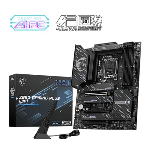MSI Z890 GAMING PLUS WIFI Motherboard, Intel Core Ultra Processors, Intel Z890 Chipset, 256GB Memory, 4x DDR5 UDIMM, 3x PCI-E x16 slot, ATX Form Factor
