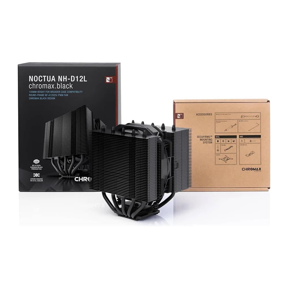 Noctua Dual Tower 120mm CPU Cooler Black, Low Height, 12 Voltage Range, Socket Compatibility Intel LGA1700 / LGA1200, PWM Support, Low Noise Adaptors thumbnail 2