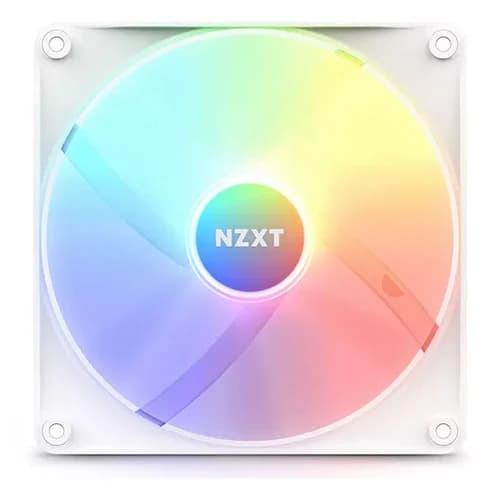 NZXT F140 RGB Core Case Fan White, 140mm Hub-Mounted RGB Fan, 4-pin PWM Fan Connector, Fluid Dynamic Bearing