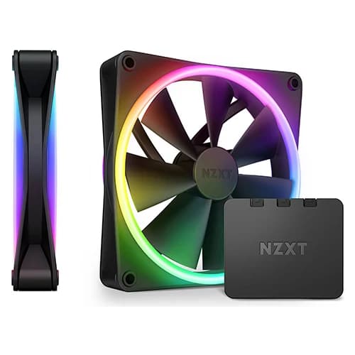 NZXT F140 RGB DUO Twin Pack Case Fan Black, 140mm Fan, 4-pin PWM Fan Connector, Fluid Dynamic Bearing