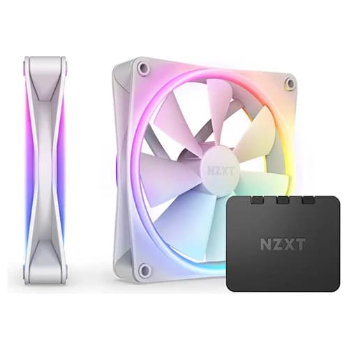 NZXT F140 RGB DUO Twin Pack Case Fan White, 140mm Fan, 4-pin PWM Fan Connector, Fluid Dynamic Bearing