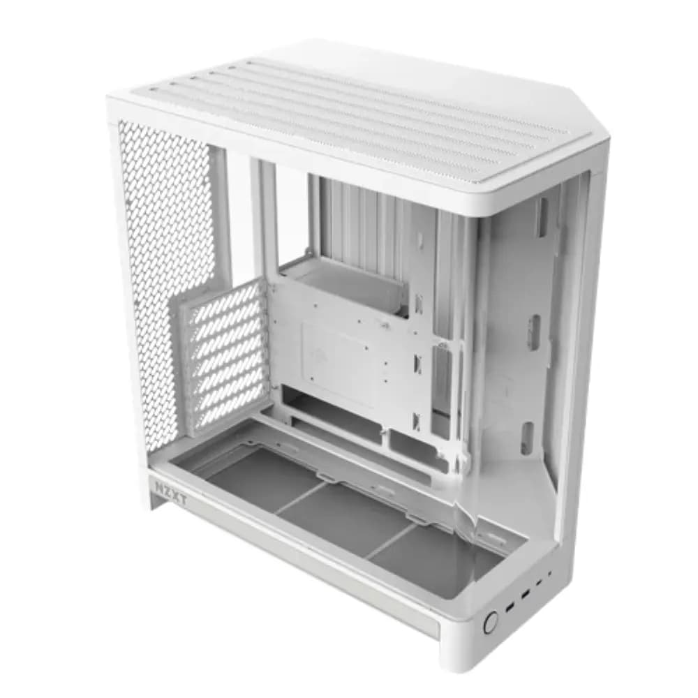 NZXT H6 White Dual-Chamber ATX Mid-Tower PC Case, Curved Tempered Glass, High-Airflow Mesh, 360mm Radiator Support, GPU Anti-Sag Bracket