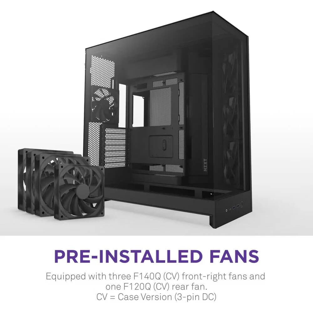 NZXT H9 Flow 2025 ATX Mid-Tower PC Case, Tempered Glass, Supports Dual 360mm Radiators, Up to 10 Fans, E-ATX thumbnail 2