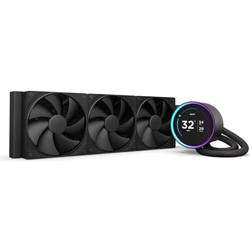 NZXT Kraken Elite 360 AIO Liquid Cooler, 360mm Radiator, 2.72" IPS LCD, 60 Hz Refresh Rate, 3x F120P Static Pressure Fan, Black | RL-KN36E-B2