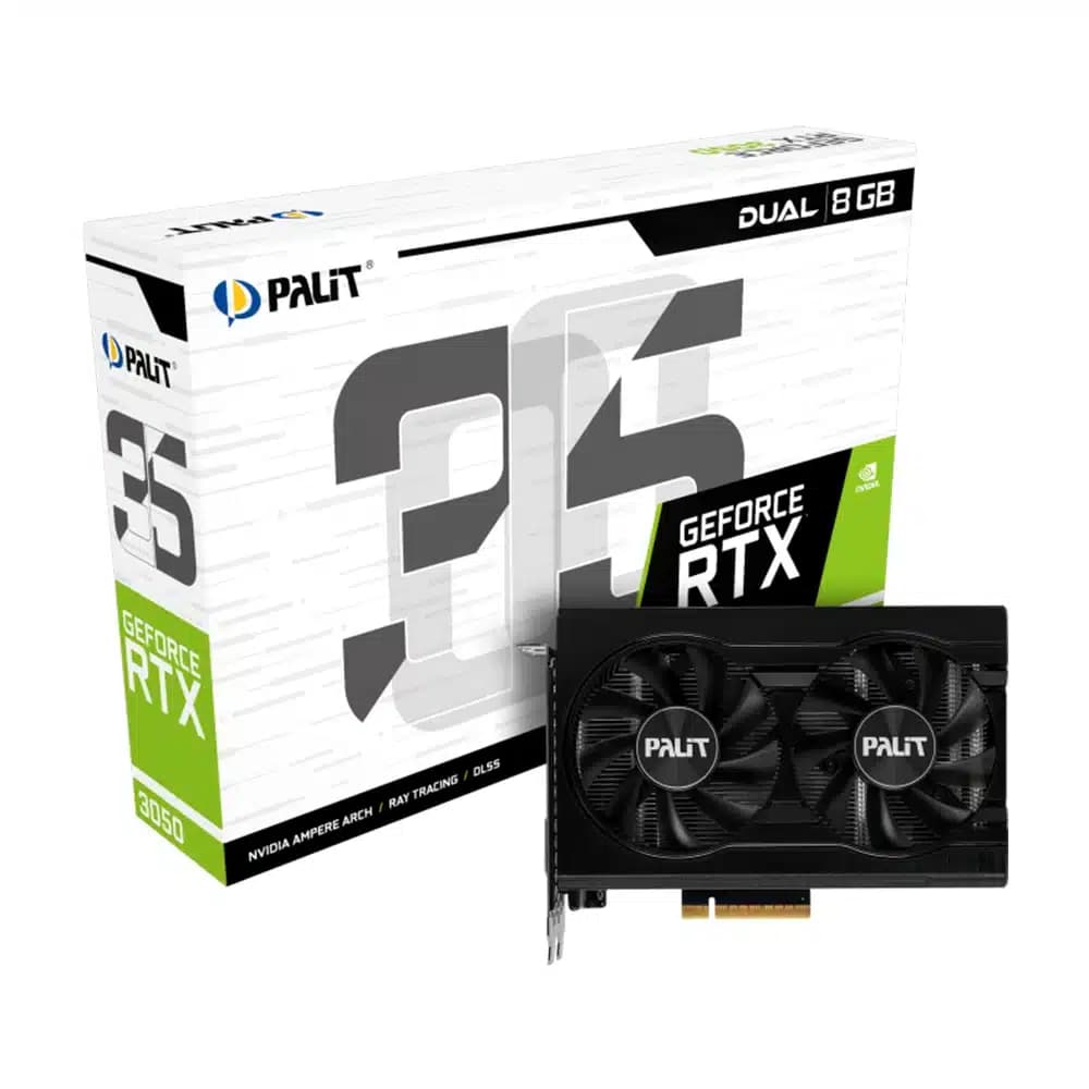 Palit GeForce RTX 3050 Dual Graphics Card, 8GB GDDR6, 1777MHz Boost Clock, 2560 Cuda Cores, PCI-E 4.0