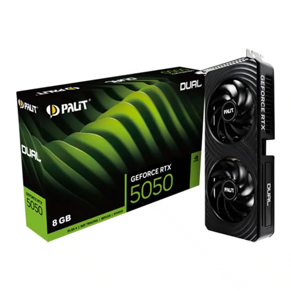 Palit GeForce RTX 5050 Dual Graphics Card, 8GB DLSS 4, GDDR6, 2560 Cuda Core, 2572 MHz Boost Clock, PCI-E 5.0