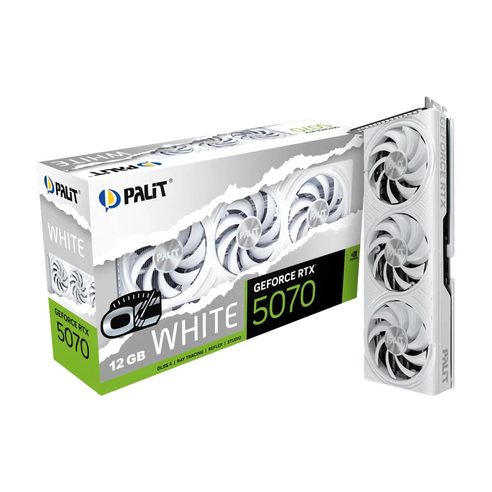 PALIT RTX 5070 WHITE OC Graphics Card, 12GB GDDR7 192bit 3-DP HDMI