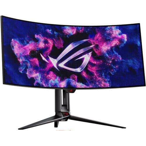 Asus ROG Swift OLED PG34WCDM gaming monitor ― 34-inch (33.9 inch viewable, 3440 x 1440) 800R curved OLED panel, 240 Hz, 0.03 ms (GTG) response time, G-SYNC® compatible, custom heatsink, uniform brightness, ROG Smart KVM, 90 W Type-C®, and ASUS Display Widget Center thumbnail 2