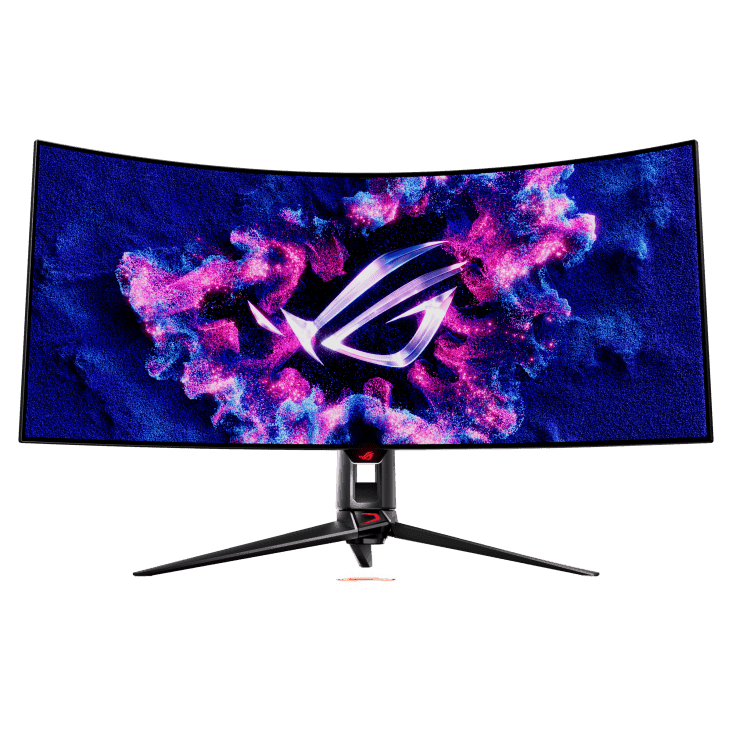 Asus ROG Swift OLED PG39WCDM gaming monitor ― 39-inch (3440x1440) curved OLED panel, 240 Hz (above 144Hz), 0.03 ms, G-SYNC® compatible, custom heatsink, uniform brightness, ROG Smart KVM, 90 W Type-C, ASUS DisplayWidget Center