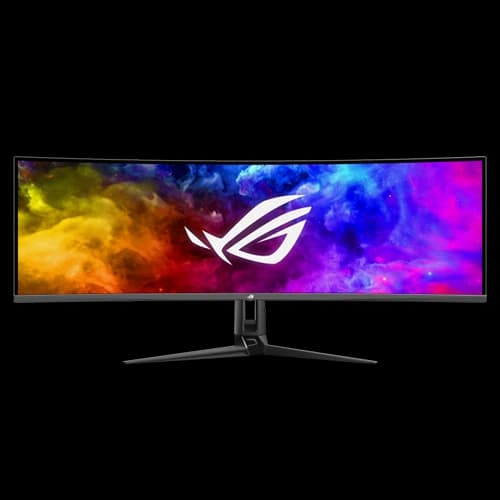 Asus ROG Swift OLED PG49WCD gaming monitor, 49-inch, 144 Hz, 0.03 ms, G-SYNC compatible, custom heatsink, uniform brightness