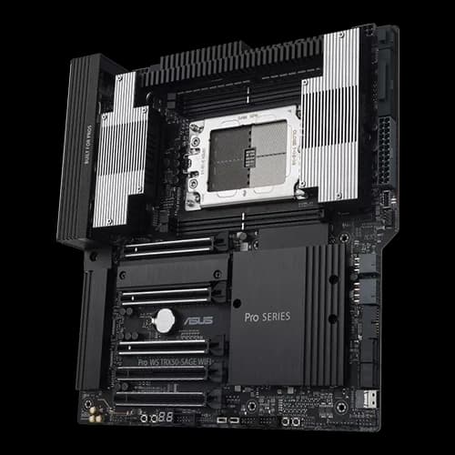 ASUS Pro WS TRX50-SAGE WIFI AMD TR5 CEB workstation motherboard, robust 36 power-stage design, PCIe 5.0 x 16, 1TB Max Memory, PCIe 5.0 M.2, Wi-Fi 7, 10 Gb and 2.5 Gb LAN, multi-GPU support thumbnail 2