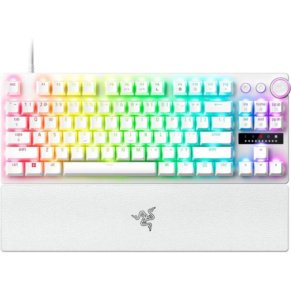 Razer Huntsman V3 Pro TKL White Gaming Keyboard with Gen-2 Analog Optical Switches, Rapid Trigger, Chroma RGB & Wrist Rest