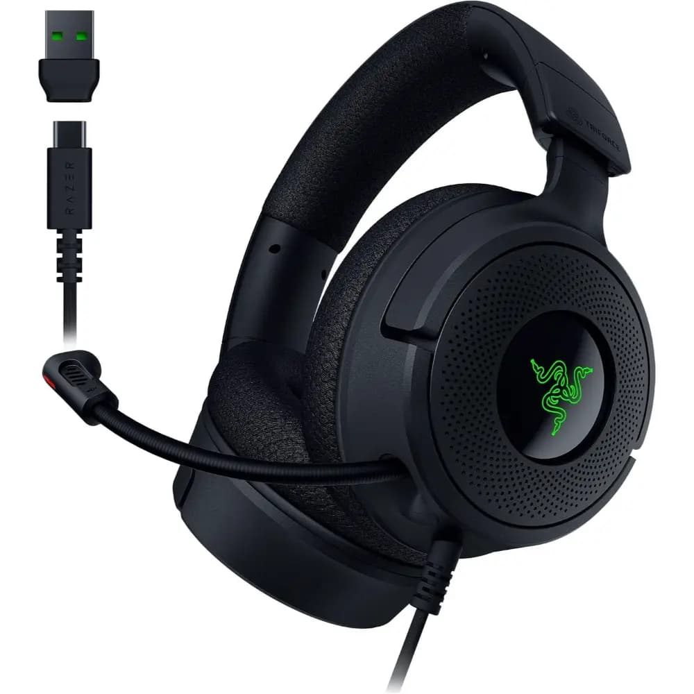 Razer Kraken V4 X Wired Gaming Headset with TriForce 40mm Drivers, 7.1 Surround Sound, Chroma RGB & Type-C/Type-A Cable