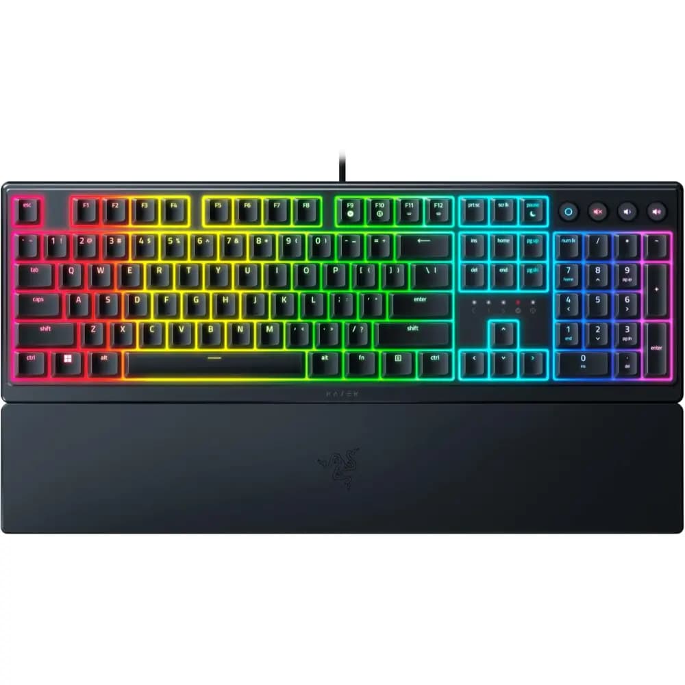 Razer Ornata V3 Low Profile Mecha-Membrane Gaming Keyboard with Chroma RGB, UV-Coated Keycaps, Wrist Rest & 1000Hz