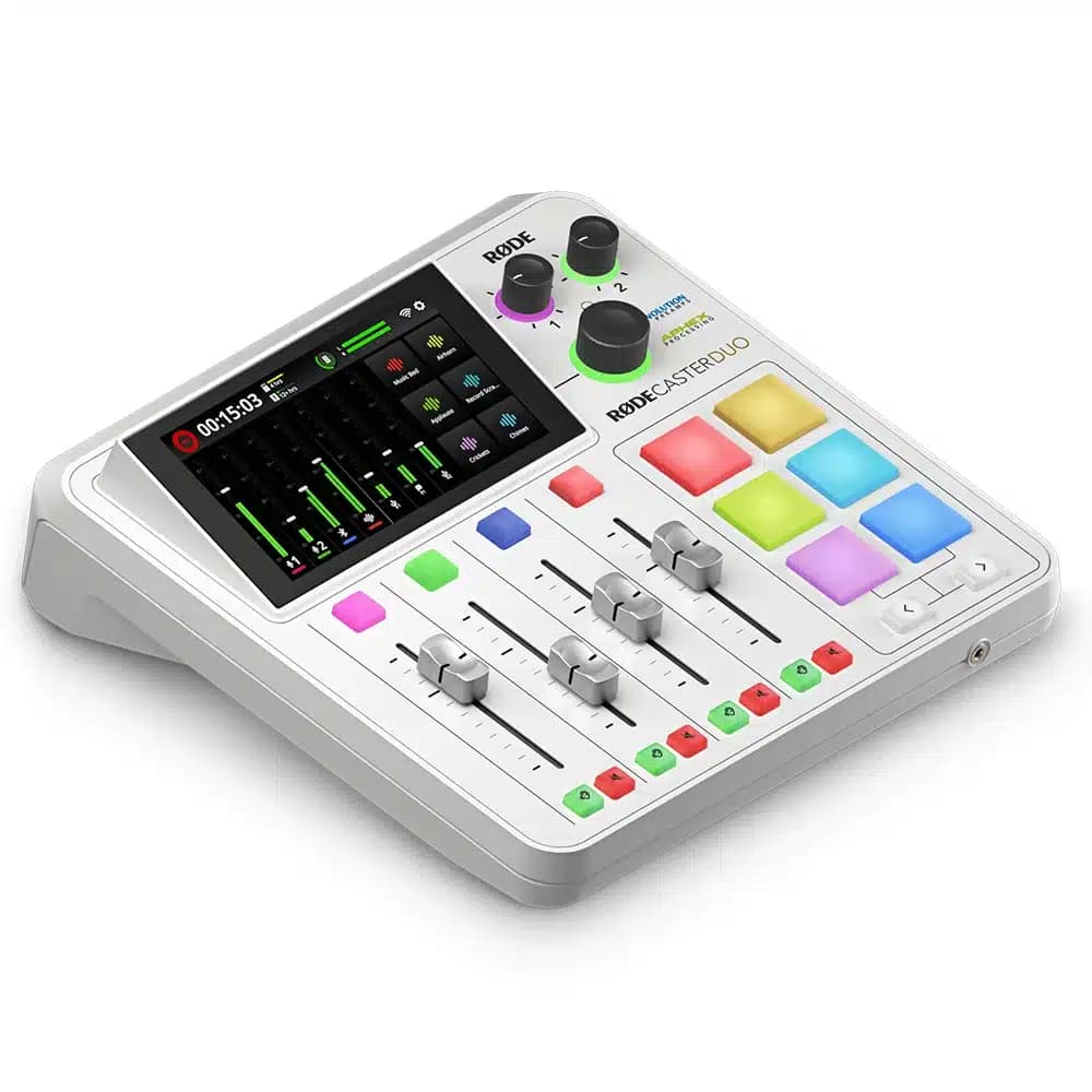 Rodecaster Duo Streaming Mixer White, 2 mic inputs, SMART pads, 7-channel mixer, built-in wireless receiver, USB-C, touchscreen, Bluetooth, 32-bit multitrack recording thumbnail 2