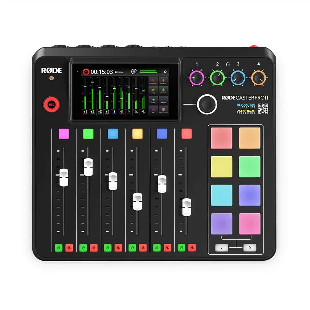 RODECaster Pro II Streaming Mixer Black, SMART Pads, 4 Mic Inputs, Dual USB-C, Bluetooth, HD Touchscreen, APHEX Processing