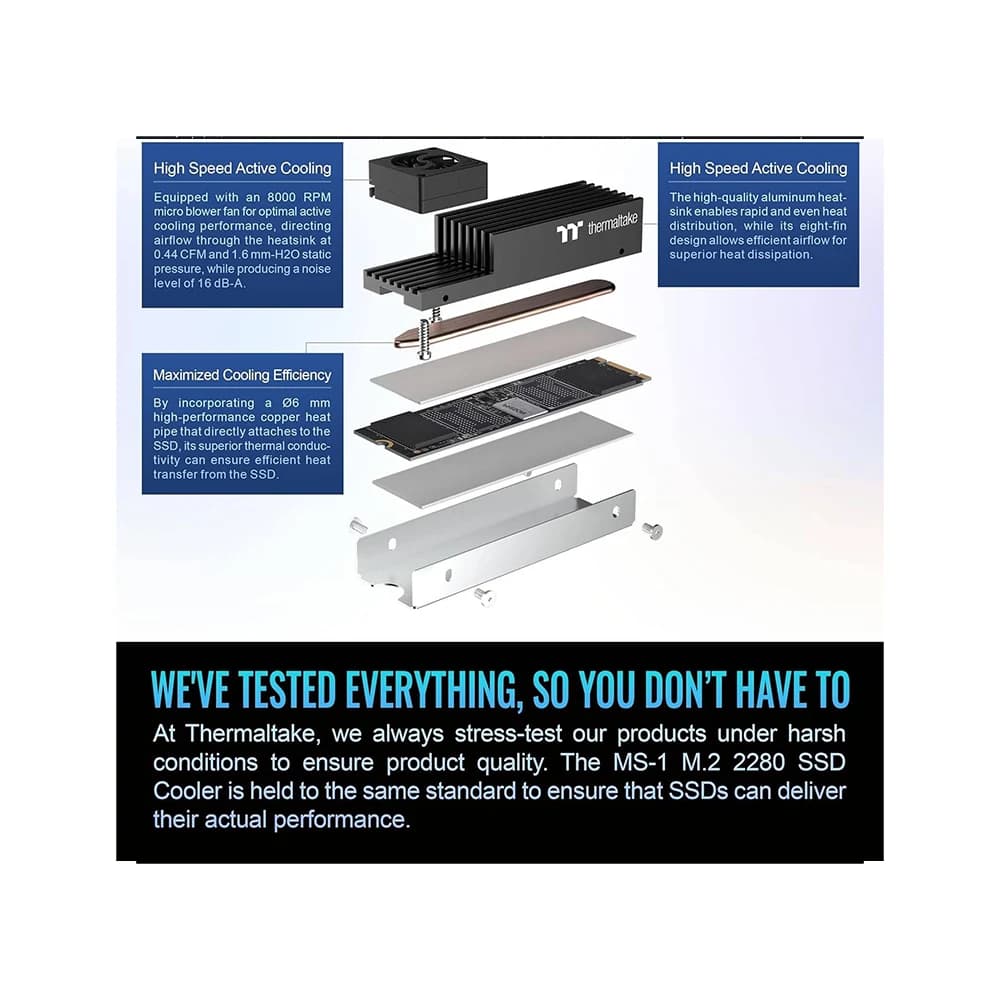 Thermaltake MS-1 M.2 2280 SSD Cooler, Heatsink with 8000 RPM Micro Blower Fan thumbnail 3