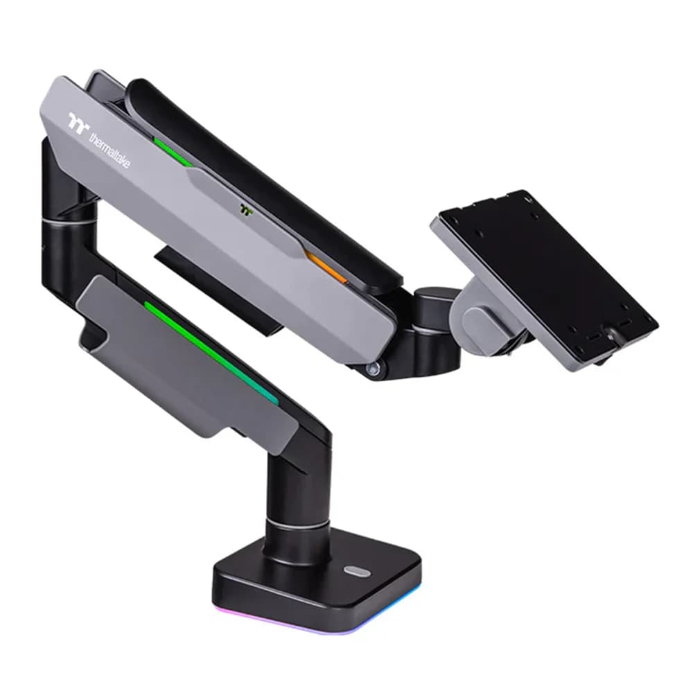Thermaltake Single RGB Monitor Arm Gray, up to 49 inches and 44 lbs Screen, 100 x 100 mm VESA Compatible, Wide Rage Movements thumbnail 2