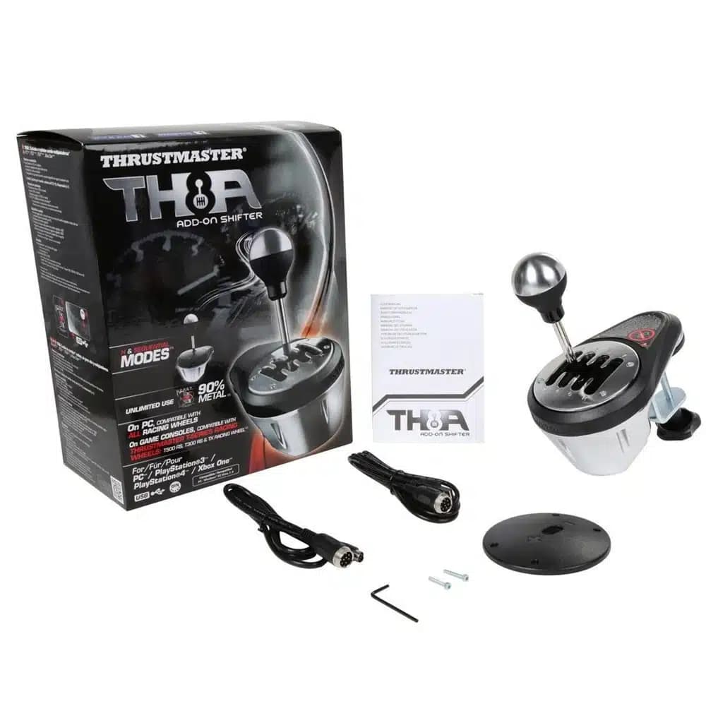 Thrustmaster TH8A Add-On Shifter, 360° Adjustable Clamping System, Metal Gear Stick, Contactless Magnetic Sensors, 13cm Tall Gear Stick, H-Pattern