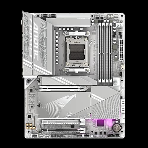 Gigabyte X870 Aorus Elite Wifi7 Ice ATX Motherboard, AMD X870 Chipset, Dual channel, 4 x DDR5 DIMM sockets up to 256 GB, PCIEX16, 1 x 256 Mbit flash, PCIe 5.0 x16, White | X870-A-ELITE-WF7-ICE thumbnail 2