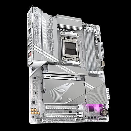 Gigabyte X870 Aorus Elite Wifi7 Ice ATX Motherboard, AMD X870 Chipset, Dual channel, 4 x DDR5 DIMM sockets up to 256 GB, PCIEX16, 1 x 256 Mbit flash, PCIe 5.0 x16, White | X870-A-ELITE-WF7-ICE thumbnail 3