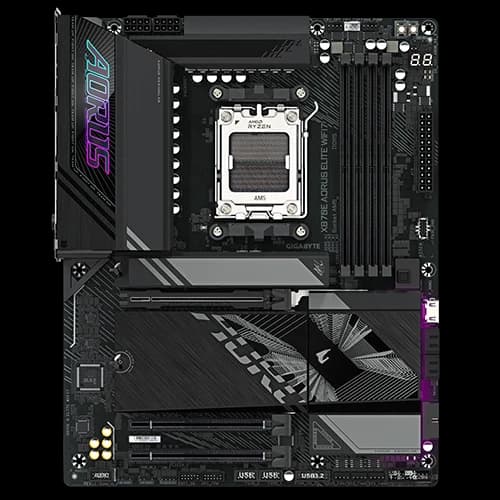 Gigabyte X870E-AORUS-ELITE-WIFI7 ATX Motherboard, AMD Socket AM5, Dual Channel DDR5, AIO Fan Control, AMD X870E Chipset, 4 x DDR5 DIMM Slots, Up to 256GB Memory, PCIe 5.0 x16, 4 x M.2 Slots thumbnail 3