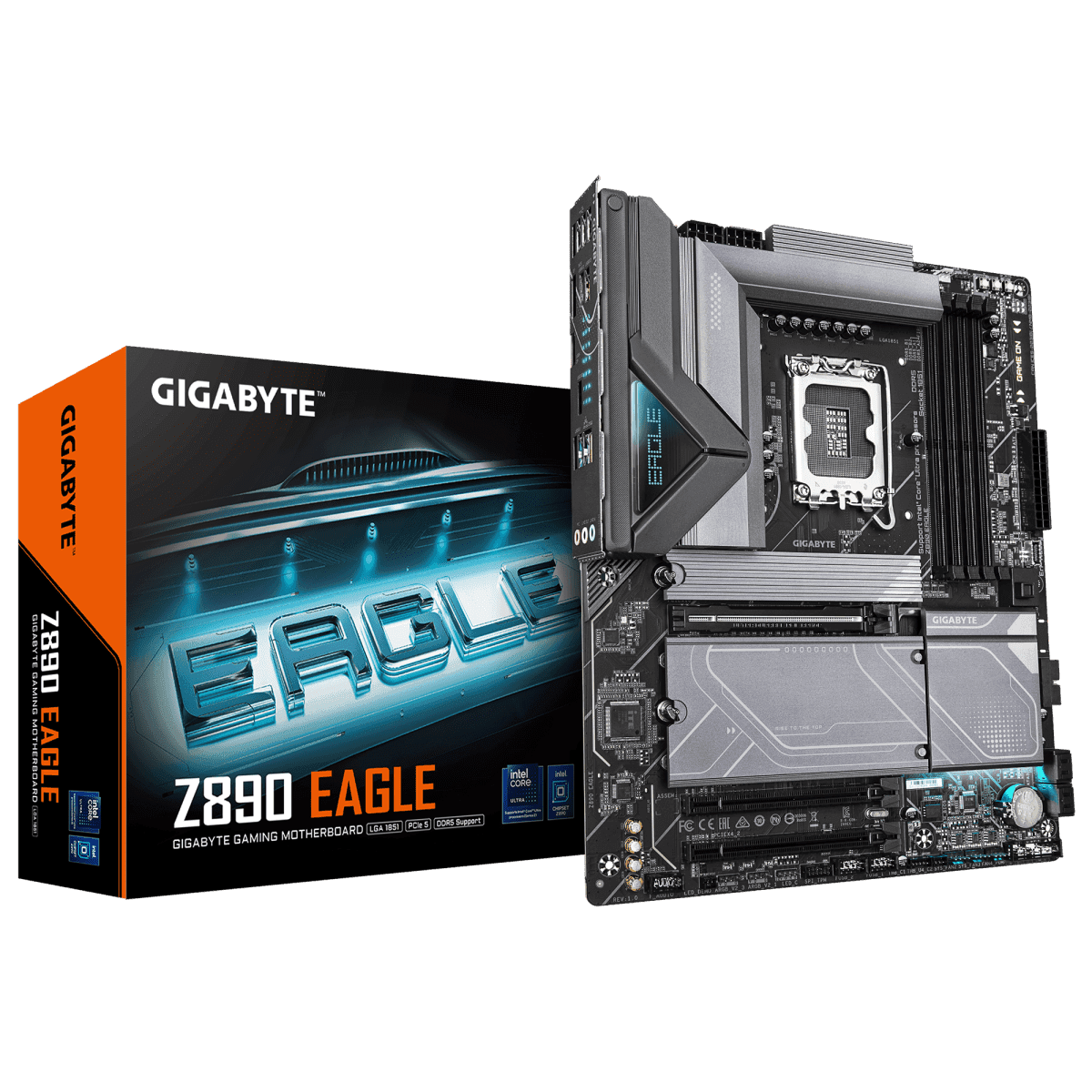 GIGABYTE Z890 EAGLE LGA 1851 ATX Motherboard, Intel Z890 Express Chipset, 4x DDR5 DIMM Slots, Up to 256GB Max Memory, 1x PCIe 5.0 x16 Slot, 4x M.2 Slots | Z890-EAGLE